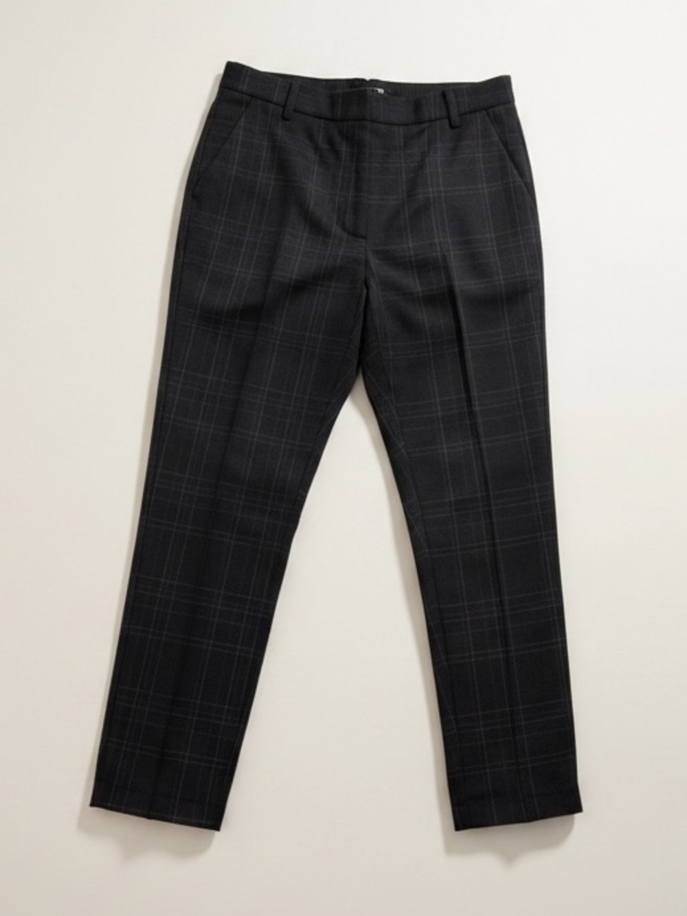 Theory Treeca Ankle Pants Navy Plaid Size 10 Slim Straight Work Office
